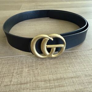 Stylish Black Belt with Gold Buckle